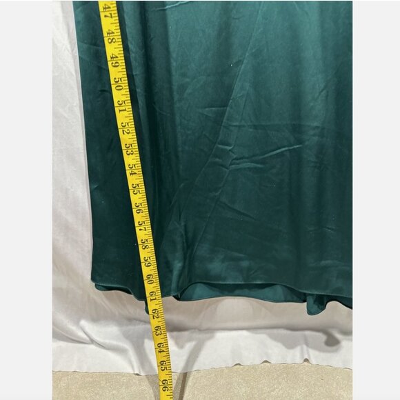 NWT $358 IEENA Mac Duggal [ 4 ] Satin One Shoulder‎ Puff Sleeve Gown Green Q470 - Picture 8 of 16